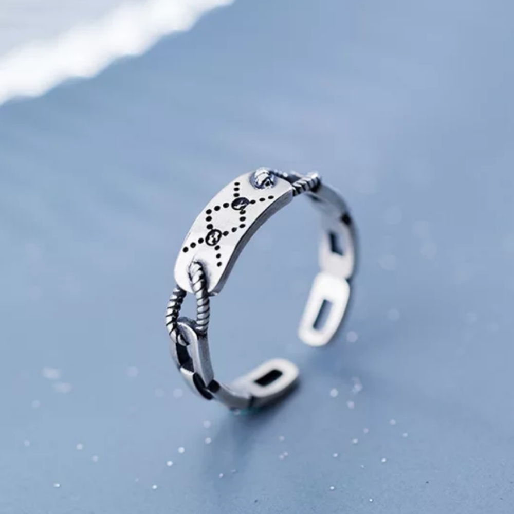 NEW S925 Minimalist Twist Chain & Bar Ring - Picture 5 of 8